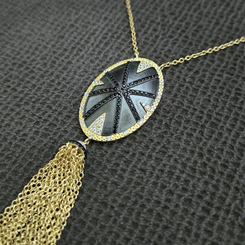 Freida Rothman Long Starburst🎇 Necklace with Gold💛 Chain⛓️ Tassel - NWT - Picture 13 of 16